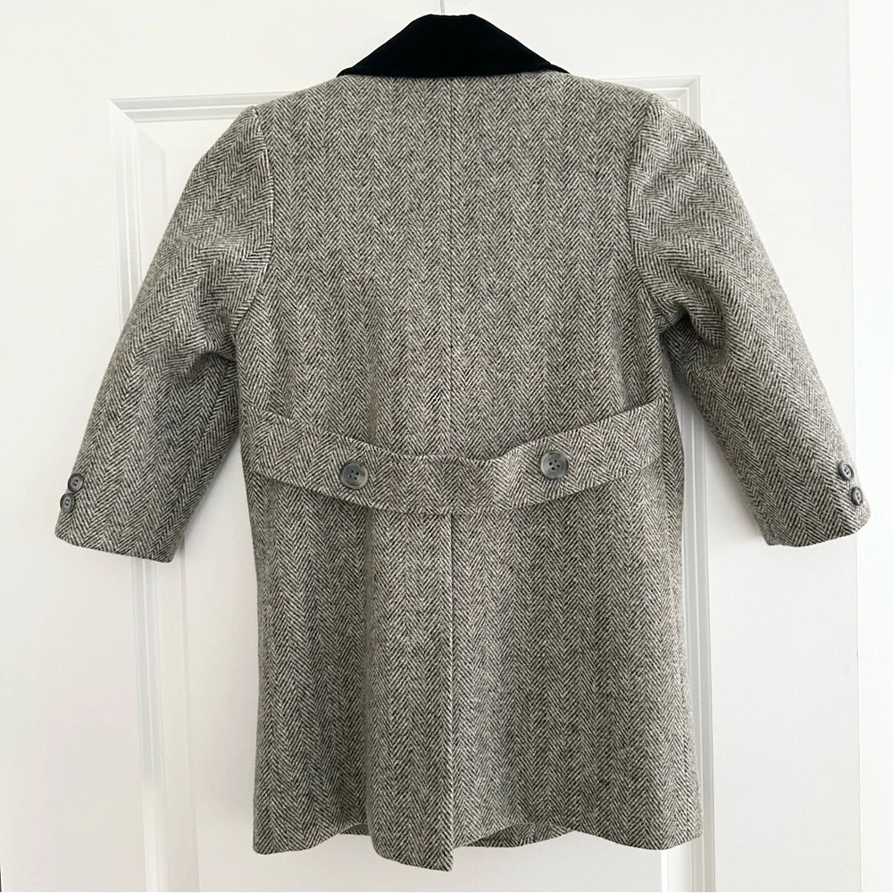 Girls Vintage Imp Originals Wool Tweed Double Breasted Pea Coat - Velvet / Fall